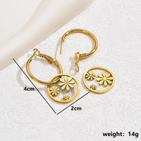 1 Pair IG Style Lady Commute Flower Plating 201 Stainless Steel 18K Gold Plated Drop Earrings sku image 1