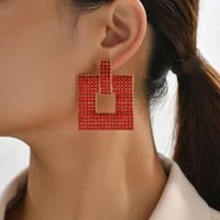 1 Pair Retro Exaggerated Square Plating Hollow Out Inlay Zinc Alloy Rhinestones Dangling Earrings main image 4