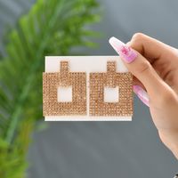 1 Pair Retro Exaggerated Square Plating Hollow Out Inlay Zinc Alloy Rhinestones Dangling Earrings sku image 2