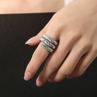Simple Style Color Block Stripe Titanium Steel Plating Inlay Artificial Diamond 18k Gold Plated Open Rings sku image 2