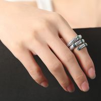 Simple Style Color Block Stripe Titanium Steel Plating Inlay Artificial Diamond 18k Gold Plated Open Rings sku image 4