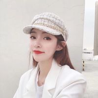 Women's Elegant Sweet Letter Sequins Rhinestone Big Eaves Eaveless Ivy Cap Beret Hat main image 1