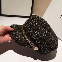 Women's Elegant Sweet Letter Sequins Rhinestone Big Eaves Eaveless Ivy Cap Beret Hat main image 10