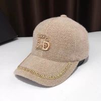 Women's Elegant Embroidery Commute Four Leaf Clover Letter Embroidery Metal Button Big Eaves Baseball Cap sku image 2