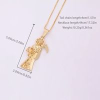 Vintage Style Death Copper Plating Inlay Carving Zircon 18k Gold Plated Unisex Pendant Necklace main image 5