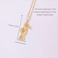 Vintage Style Death Copper Plating Inlay Carving Zircon 18k Gold Plated Unisex Pendant Necklace main image 2