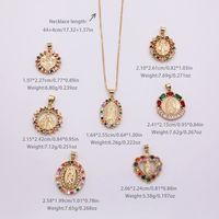Vintage Style Virgin Mary Copper 18k Gold Plated Zircon Pendant Necklace In Bulk main image 2