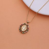 Vintage Style Virgin Mary Copper 18k Gold Plated Zircon Pendant Necklace In Bulk main image 9