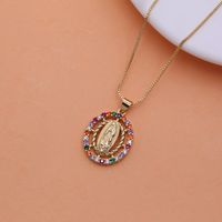 Vintage Style Virgin Mary Copper 18k Gold Plated Zircon Pendant Necklace In Bulk main image 6