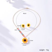 201 Stainless Steel 18K Gold Plated Fashion Plating Sunflower Earrings Necklace main image 5