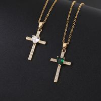 Einfacher Stil Kreuzen Herzform Kupfer Frau Halskette Mit Anhänger main image 5