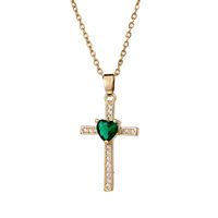 Simple Style Cross Heart Shape Copper Women's Pendant Necklace main image 6