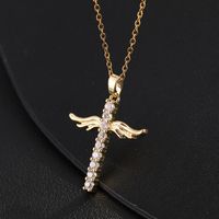 Vintage Style Cross Copper Plating Inlay Zircon Women's Pendant Necklace main image 1