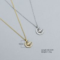 Elegant Süss Acht Sterne Mond Sterling Silber Überzug Halskette Mit Anhänger main image 2