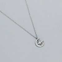 Elegant Sweet Eight Awn Star Moon Sterling Silver Plating Pendant Necklace sku image 1