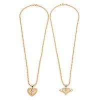 Wholesale Elegant Vintage Style Heart Shape Stainless Steel Copper Plating Inlay Zircon Pendant Necklace main image 5