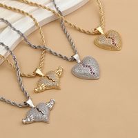 Wholesale Elegant Vintage Style Heart Shape Stainless Steel Copper Plating Inlay Zircon Pendant Necklace main image 1