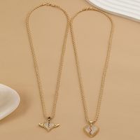 Wholesale Elegant Vintage Style Heart Shape Stainless Steel Copper Plating Inlay Zircon Pendant Necklace main image 3