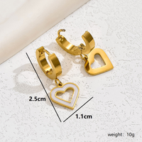 1 Paar Lässig Basic Süss Herzform Emaille Überzug Aushöhlen 201 Edelstahl 18 Karat Vergoldet Tropfenohrringe main image 6