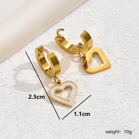 1 Par Casual Básico Dulce Forma De Corazón Esmalte Enchapado Ahuecar Acero Inoxidable 201 Chapados en oro de 18k Pendientes De Gota main image 6