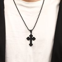 Gothic XUPING Punk Cross 304 Stainless Steel Alloy Copper Artificial Gemstones Black Gun Unisex Pendant Necklace main image 2