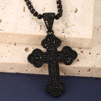 Gothic XUPING Punk Cross 304 Stainless Steel Alloy Copper Artificial Gemstones Black Gun Unisex Pendant Necklace main image 1