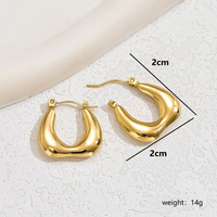 1 Pair Basic Vintage Style U Shape Plating 201 Stainless Steel 18K Gold Plated Hoop Earrings main image 10