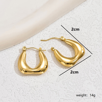 1 Pair Basic Vintage Style U Shape Plating 201 Stainless Steel 18K Gold Plated Hoop Earrings sku image 1
