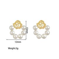 1 Pair Elegant Sweet Flower Plating Inlay Alloy Artificial Pearls Gold Plated Ear Studs sku image 1