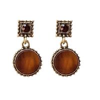 1 Pair Vintage Style Color Block Plating Inlay Alloy Resin Gold Plated Drop Earrings main image 6
