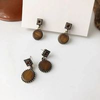 1 Pair Vintage Style Color Block Plating Inlay Alloy Resin Gold Plated Drop Earrings main image 3