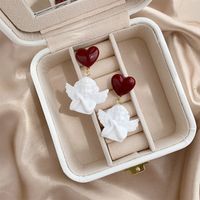 1 Pair Cute Sweet Angel Heart Shape Resin Drop Earrings main image 4