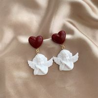1 Pair Cute Sweet Angel Heart Shape Resin Drop Earrings main image 1
