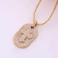 Vintage Style Cross Copper 18k Gold Plated Zircon Pendant Necklace In Bulk main image 5