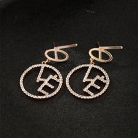 1 Pair Xuping Modern Style Letter Plating Inlay Alloy Artificial Gemstones 18k Gold Plated Drop Earrings main image 4