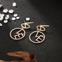 1 Pair Xuping Modern Style Letter Plating Inlay Alloy Artificial Gemstones 18k Gold Plated Drop Earrings main image 3