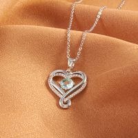 Wholesale Elegant Heart Shape Stainless Steel Plating Inlay White Gold Plated Rhinestones Zircon Pendant Necklace main image 6