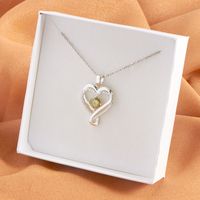 Wholesale Elegant Heart Shape Stainless Steel Plating Inlay White Gold Plated Rhinestones Zircon Pendant Necklace sku image 8