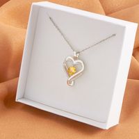 Wholesale Elegant Heart Shape Stainless Steel Plating Inlay White Gold Plated Rhinestones Zircon Pendant Necklace sku image 11