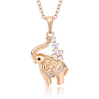 Vintage Style Elephant Copper Alloy Plating Inlay Artificial Gemstones 18k Gold Plated Women's Pendant Necklace main image 5