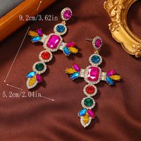 1 Pair Rock Ethnic Style Cross Plating Hollow Out Inlay Alloy Rhinestones Gold Plated Drop Earrings main image 2