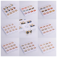 12 Pairs Casual Cute Simple Style Animal Devil's Eye Fruit Sequins Plating Inlay 304 Stainless Steel Acrylic Turquoise Shell Ear Studs main image 1