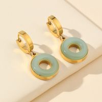 1 Pair Vintage Style Xuping Classic Style Round Epoxy Plating Inlay Titanium Steel Acrylic Gold Plated Drop Earrings main image 5