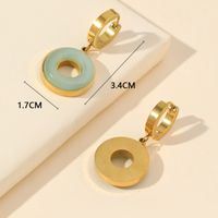 1 Pair Vintage Style Xuping Classic Style Round Epoxy Plating Inlay Titanium Steel Acrylic Gold Plated Drop Earrings main image 2