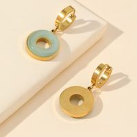 1 Pair Vintage Style Xuping Classic Style Round Epoxy Plating Inlay Titanium Steel Acrylic Gold Plated Drop Earrings main image 1
