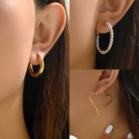 1 Pair Sweet Simple Style Solid Color Twist 201 Stainless Steel 18K Gold Plated Earrings main image 1