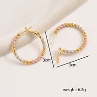 1 Pair Sweet Simple Style Solid Color Twist 201 Stainless Steel 18K Gold Plated Earrings main image 3