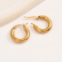 1 Pair Sweet Simple Style Solid Color Twist 201 Stainless Steel 18K Gold Plated Earrings main image 8