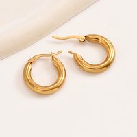 1 Paire Sucré Style Simple Couleur Unie Tourner Acier Inoxydable 201 Plaqué Or 18K Des Boucles D'Oreilles main image 8