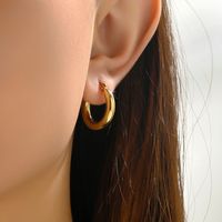 1 Pair Sweet Simple Style Solid Color Twist 201 Stainless Steel 18K Gold Plated Earrings main image 9